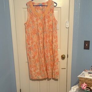Basic Editions Orange Floral Midi Dress